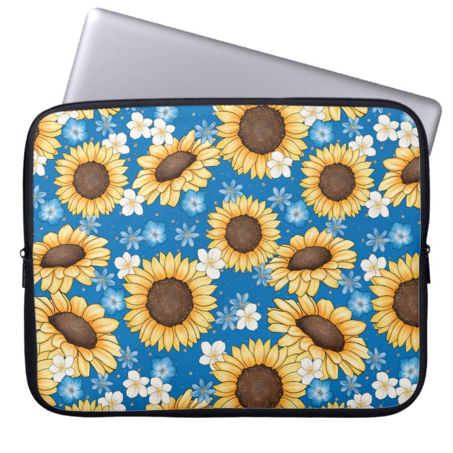 Capa Para Notebook Bolsa Eletrônica de Girassóis (Frente)