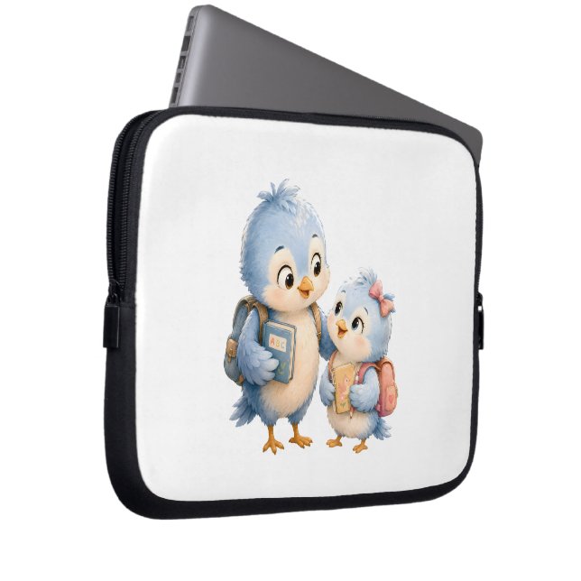 Capa Para Notebook Bolsa Organizadora de Tecnologia de Pássaro Fofo (Frente Esquerda)