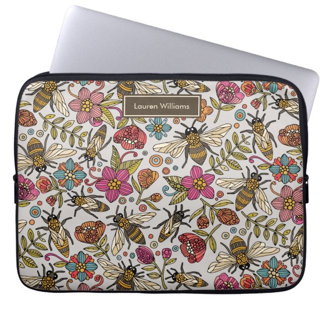 Capa Para Notebook Bolsa para iPad Laptop Abelhas Ocupadas (Frente)