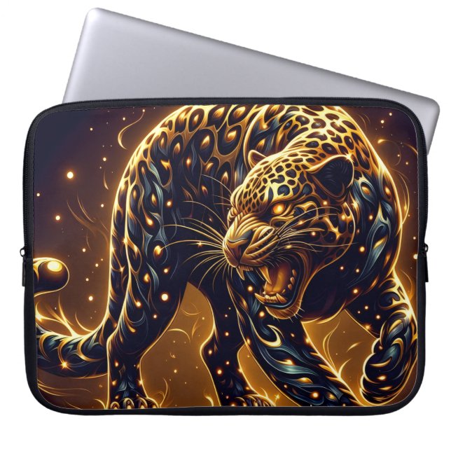 Capa Para Notebook Bolsa para Laptop 15" Neoprene Leopardo Eletrônico (Frente)