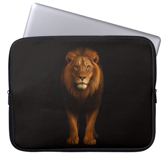 Capa Para Notebook Bolsa para Laptop Black 4 Luxe, Leão Majestoso (Frente)