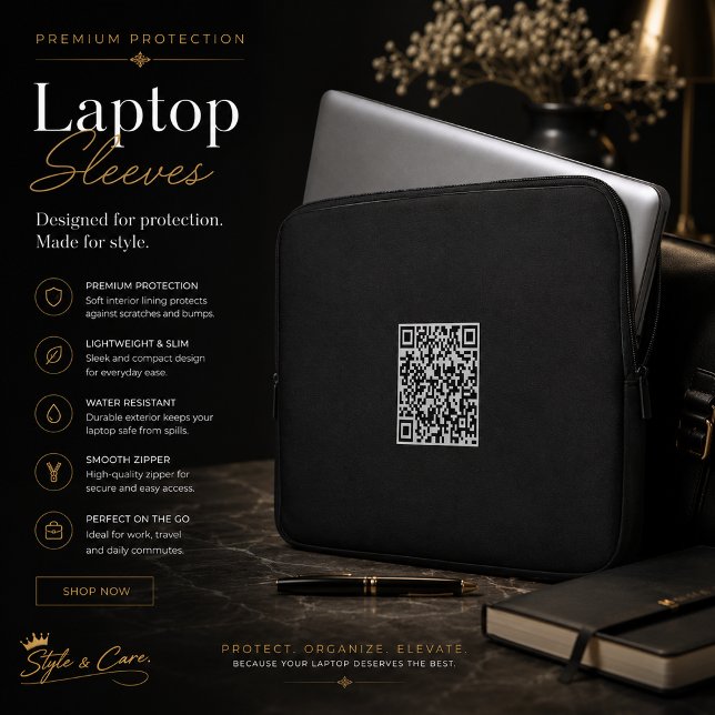Capa Para Notebook Bolsa para Laptop com Código QR Personalizado para (Custom QR Code Laptop Sleeve for Brand Promotion)