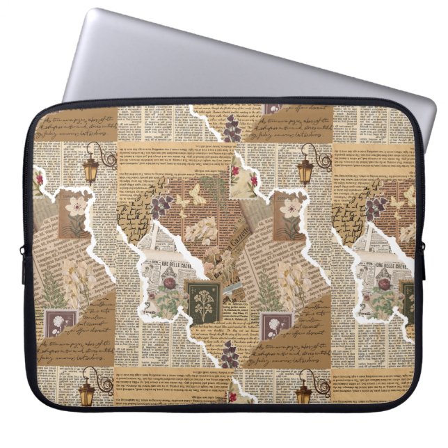 Capa Para Notebook Bolsa para Laptop com Ephemera de Cadernos de Velh (Frente)