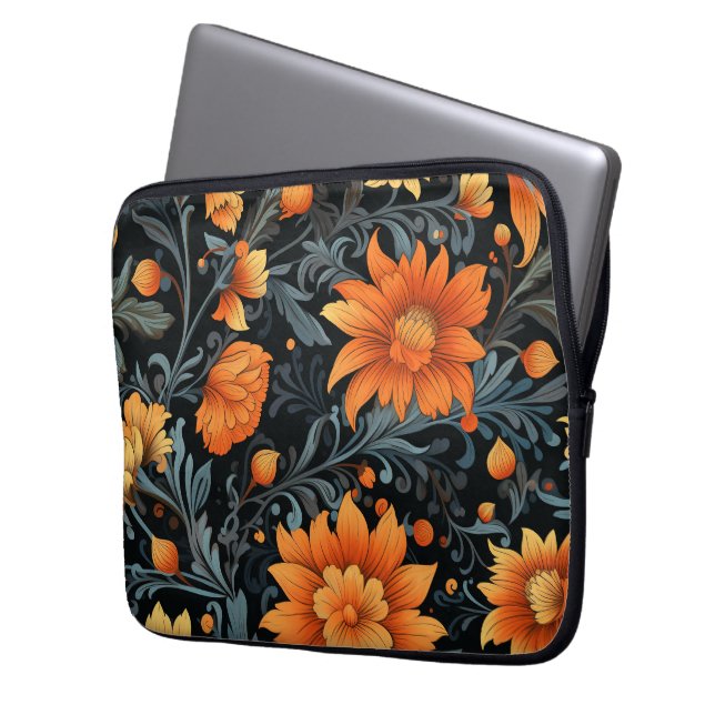 Capa Para Notebook Bolsa para laptop com laranja e amarelo vibrantes  (Frente Esquerda)