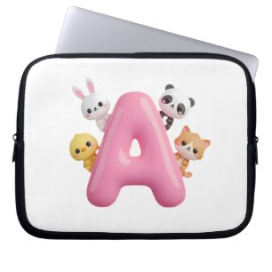 Capa Para Notebook Bolsa para Laptop com Letra A em Balão Rosa – Flor