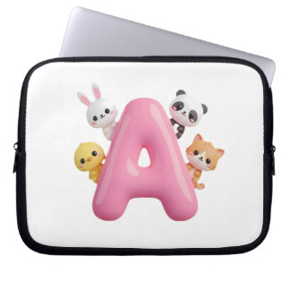 Capa Para Notebook Bolsa para Laptop com Letra A em Balão Rosa – Flor