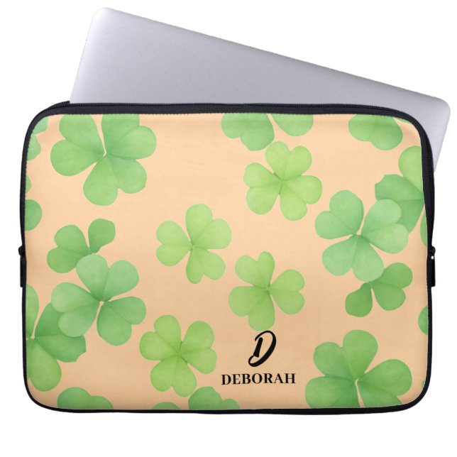 Capa Para Notebook Bolsa para Laptop com Monograma de Trevo (Frente)