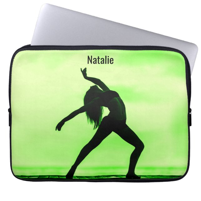 Capa Para Notebook Bolsa para Laptop de Dança Verde Lima e Preto c/ N (Frente)