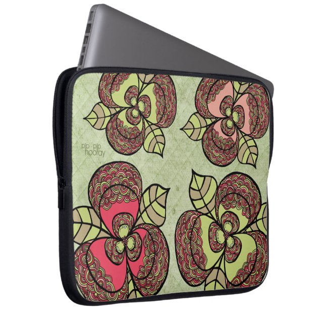 Capa Para Notebook Bolsa para Laptop de Designer Floral Flor Elegante (Frente Esquerda)