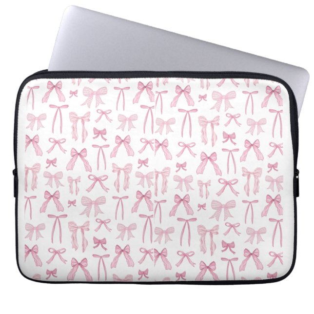 Capa Para Notebook Bolsa para Laptop Estética com Laços Rosa Fofa (Frente)