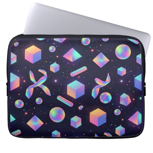 Capa Para Notebook Bolsa para Laptop Estofada Geométrica Holográfica  (Frente)