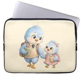 Capa Para Notebook Bolsa para Laptop Família de Pequeno Pássaro Azul