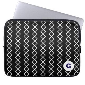 Capa Para Notebook Bolsa para Laptop Geométrica com Monograma Preto