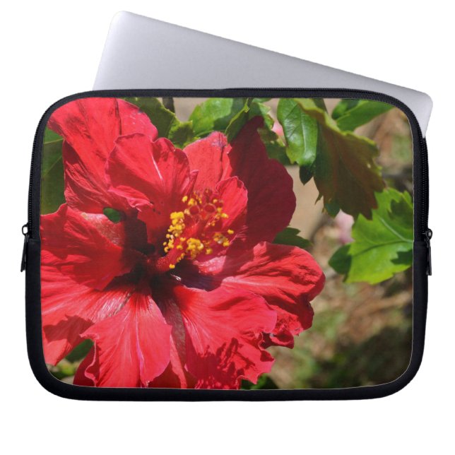 Capa Para Notebook Bolsa para Laptop Hibisco Vermelho (Frente)