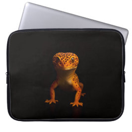 Capa Para Notebook Bolsa para Laptop Luxo Preto 4, Lagartixa Leopardo