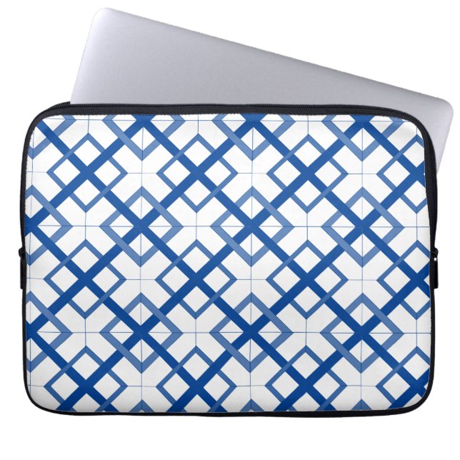 Capa Para Notebook Bolsa para Laptop - Padrão de Treliça Azul Padrão (Frente)