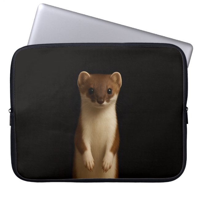 Capa Para Notebook Bolsa para Laptop Preta 4 Luxe, Doninha Elegante (Frente)