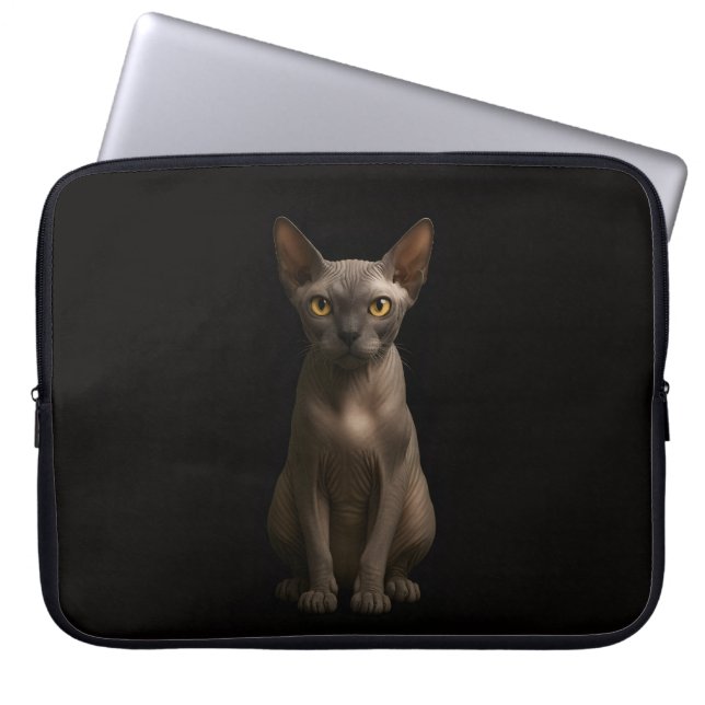Capa Para Notebook Bolsa para Laptop Preta 4 Luxe, Gato Sphynx (Frente)