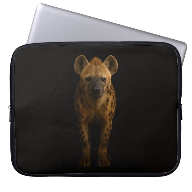 Capa Para Notebook Bolsa para Laptop Preta 4 Luxe, Hiena Manchada Sel (Frente)