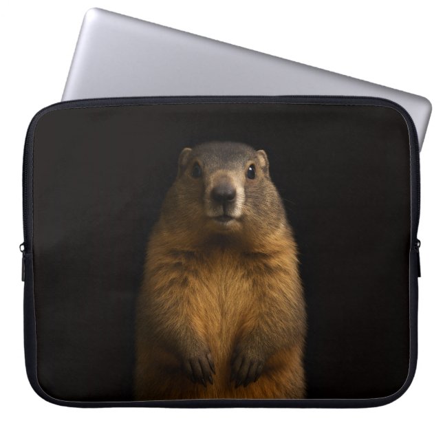 Capa Para Notebook Bolsa para Laptop Preta 4 Luxe, Marmota Fofa (Frente)