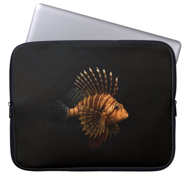 Capa Para Notebook Bolsa para Laptop Preta 4 Luxe, Peixe-Leão Vermelh (Frente)