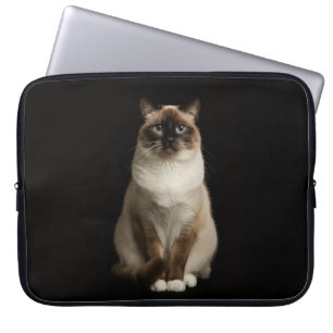 Capa Para Notebook Bolsa para Laptop Preta 4 Luxo, Gato Birmanês
