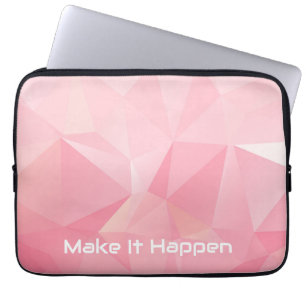 Capa Para Notebook Bolsa para Laptop Rosa Pastel Fofa com Motivação