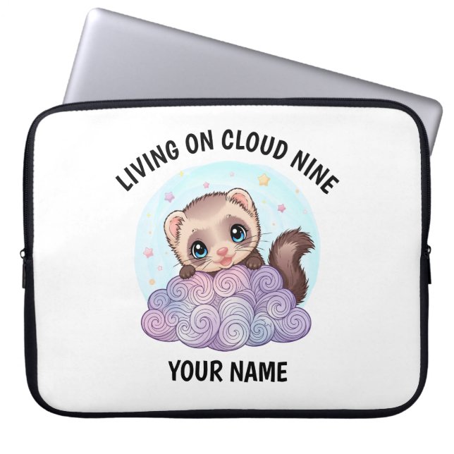 Capa Para Notebook Bolsa Personalizada para Laptop com Furão Fofo (Frente)