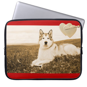 Capa Para Notebook Bolsas de laptop de corações de cães Malamute do A