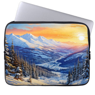 Capa Para Notebook bolsas de laptop de inverno de manhã de aquarela
