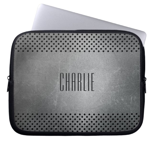 Capa Para Notebook Bolsas de laptop de monograma personalizadas Faux  (Frente)