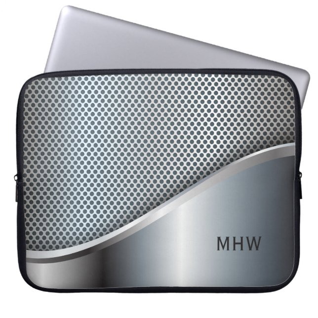 Capa Para Notebook Bolsas de laptop de monograma personalizadas Faux  (Frente)