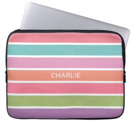 Capa Para Notebook Bolsas de laptop de nomes personalizados de Stripe