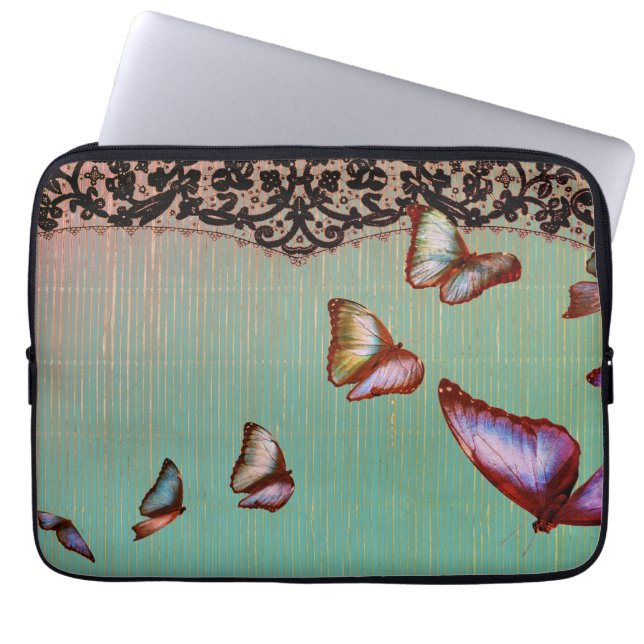 CAPA PARA NOTEBOOK BOLSAS PARA LAPTOP DE NEOPRENE LISTRAS BORBOLETAS  (Frente)