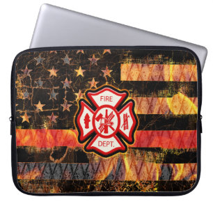 Capa Para Notebook Bombeiro Cross e Flames