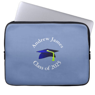 Capa Para Notebook boné de formando azul - classe 2025 - seu nome