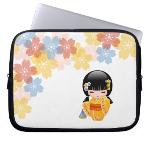 Capa Para Notebook Boneca Summer Kokeshi - Garota Kimono Geisha Amare