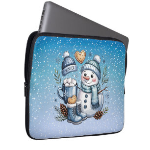 Capa Para Notebook Boneco de Neve Aconchegante de Inverno