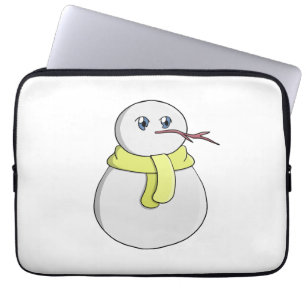 Capa Para Notebook Boneco de neve vestindo uma cachecol amarelo