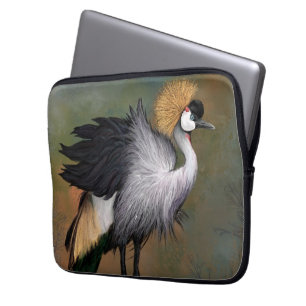 Capa Para Notebook Bonita Cinza Crowned Crane - Arte de Pintura Migra