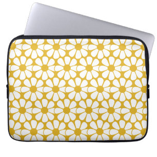 Capa Para Notebook Bonita margarida, banheira Dourada e branca