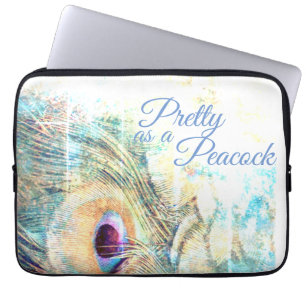 Capa Para Notebook Bonito como uma pena de pavão branco pastel de pav