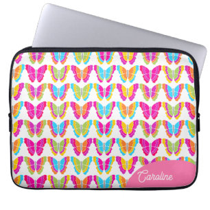 Capa Para Notebook Bonito Girly Multicolor Arco-Íris Butterflies Nome