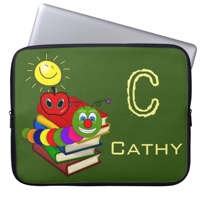 Capa Para Notebook Bookworm de bolsa de laptop, Livros, Apple, Verde (Frente)