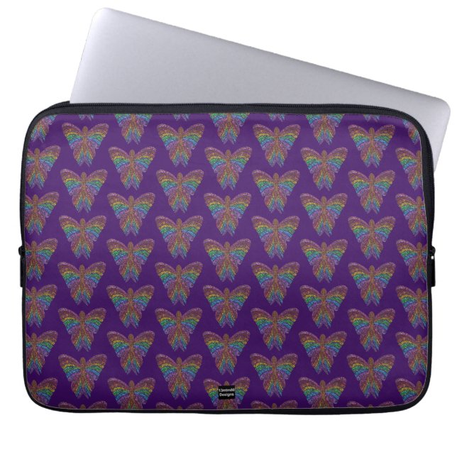 Capa Para Notebook Borboleta Arco-íris (roxa) - Capinha de Laptop (Frente)