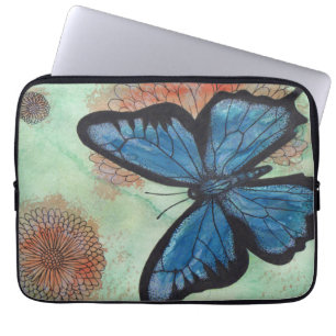 Capa Para Notebook Borboleta do azul da aguarela