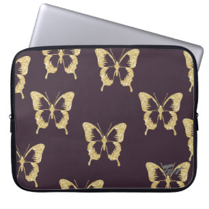 Capa Para Notebook borboleta elegante do brilho do ouro