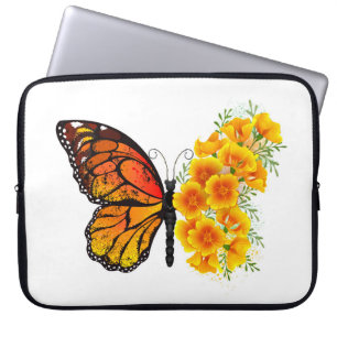 Capa Para Notebook Borboleta Flor com Papagaio Amarelo da Califórnia