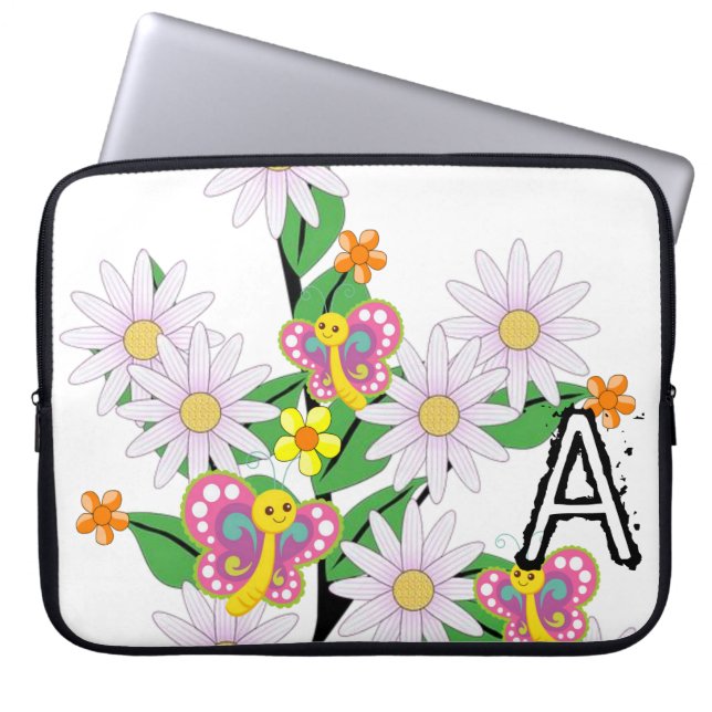 Capa Para Notebook Borboleta Floral de bolsa de laptop (Frente)