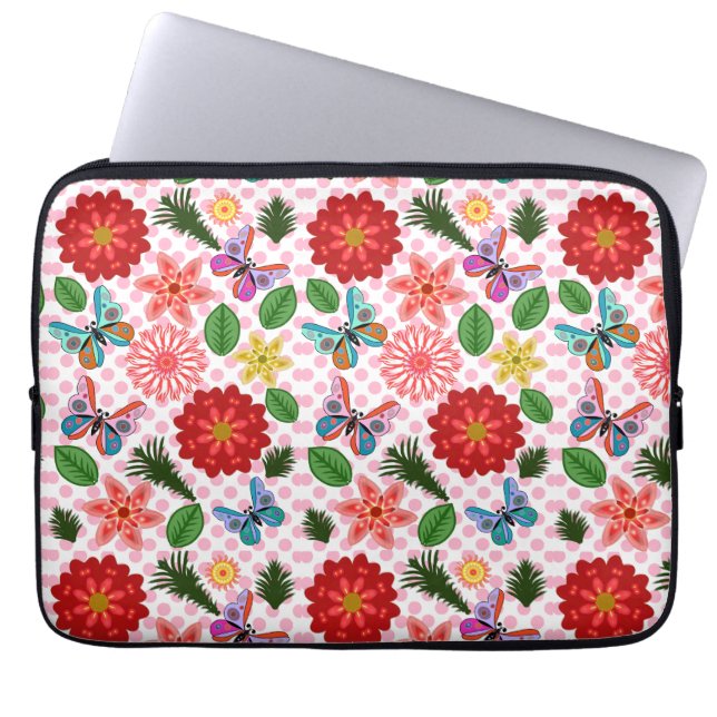 Capa Para Notebook Borboleta Floral de Jardim de Primavera Moderna  (Frente)